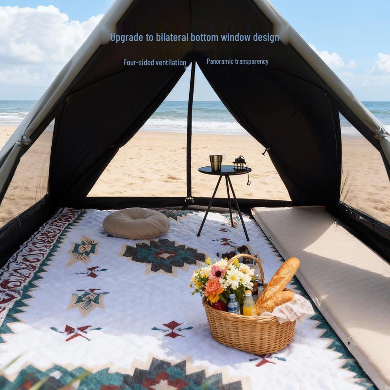 Automatisches Schnellöffnungs-Schwarzes Sonnenschutz-Zelt für Outdoor-Camping, Strand und Picknick - Tragbarer Schatten für Kinder.