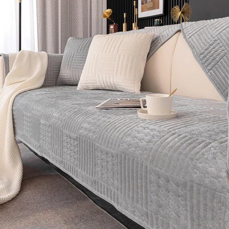 Winter Crystal Velvet Sofa Cover Warm Thickening Non-Slip Sofa Cover Living Room Couch Covers Soft Universal Armrest Back Towel