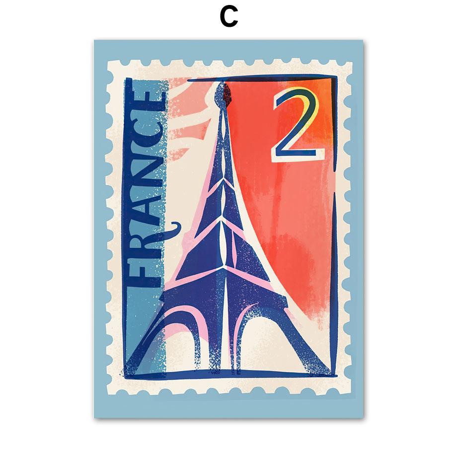 Niederlande Usa Frankreich Spanien Italien Briefmarke Nordic Poster Wand Kunstdrucke Leinwand Malerei Dekor Bilder Für Wohnzimmer