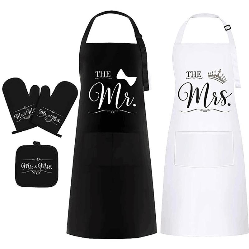 Couple aprons gift, couple kitchen gift, wedding or engagement gift, couple Christmas gift