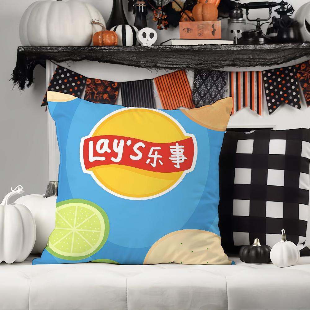 Food brand L-Lays  Pillow Case Office Cushions Suitable For Sofa Car Bedroom Decorative Cushion Cover 12x12Inch