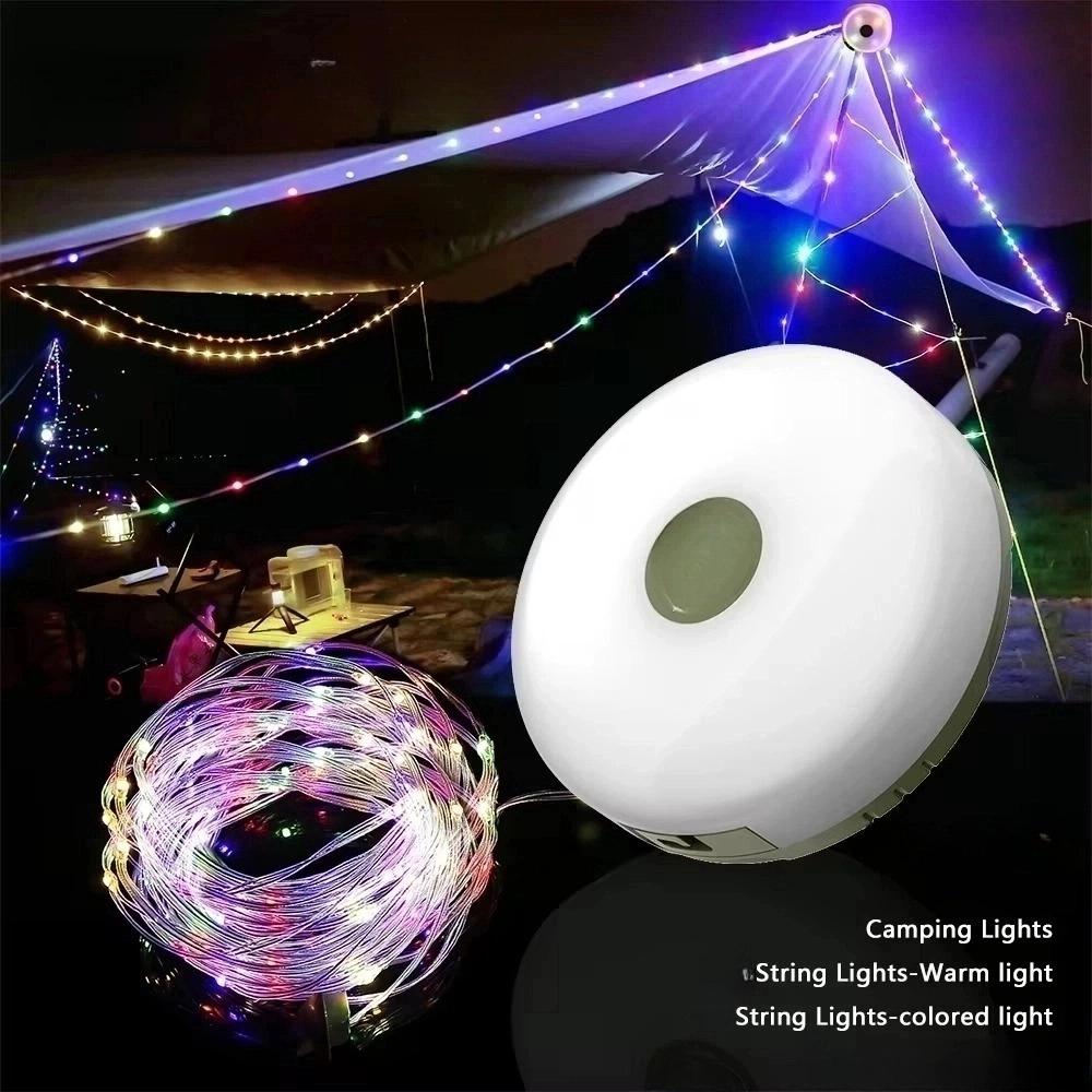 Rechargeable Camping Light 8M/10M Light String Outdoor LED Tent Light RGB Atmosphere Light Recyclable Garden Decoration Lamp