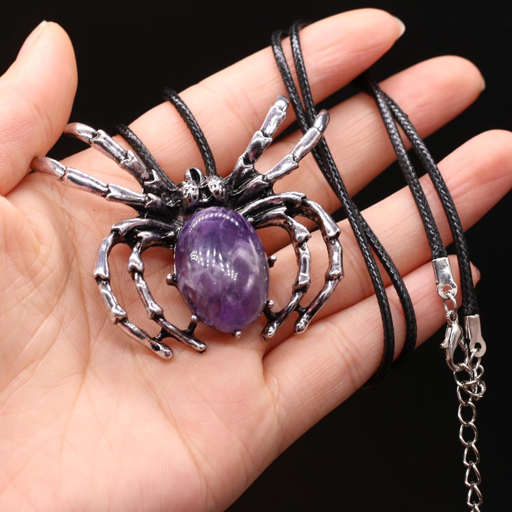 Natural Shell Alloy Necklace Spider-Shaped Brooch Pendant Charms For Elegant Women Love Romantic Gift