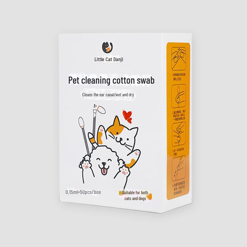 

Индивидуально упакованные ватные палочки для домашних животных, двухсторонние, для очистки ушной серы и ушных клещей у кошек и собак
