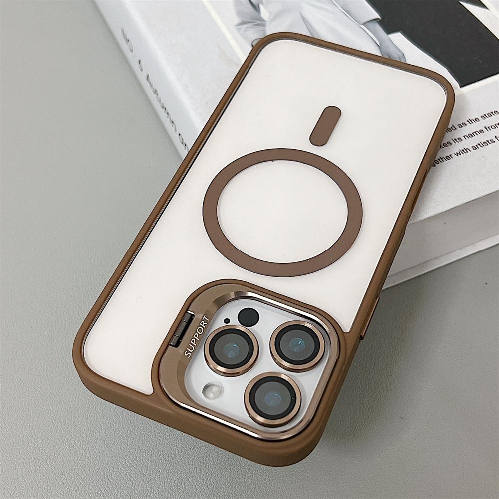 transparent magnetic shockproof phone case For iPhone 16 15 14 13 12 11 Pro Max Plus Magsafe Funda Stand Protection Cover