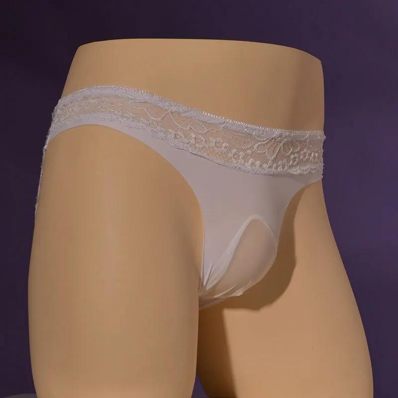 Mutandine di Pizzo Taglia Grande Sissy Pouch da Uomo Lingerie Slip Intimo Elastico a Vita Bassa in Seta Ghiacciata Uomo Gay Morbido Comodo Slip