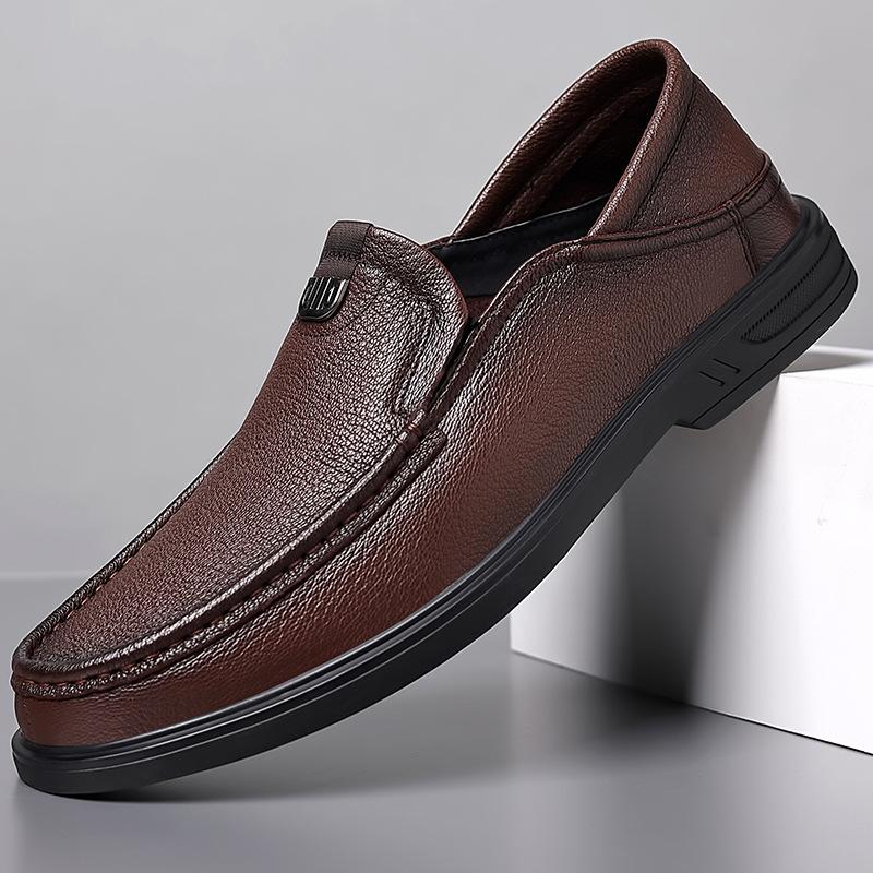 New autumn sheepskin men's beanie shoes genuine leather loafers men's casual leather shoes high-end single shoes round head men's shoes