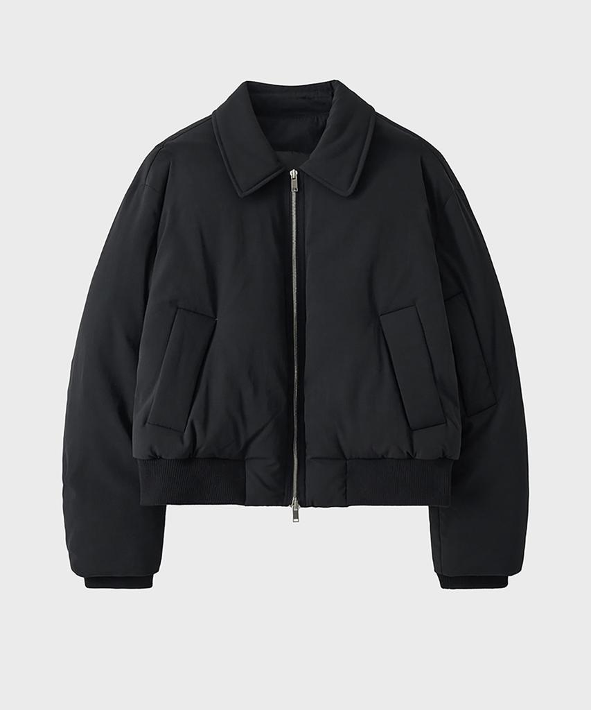 Noirer Padded Wool Crop Blouson (Black)