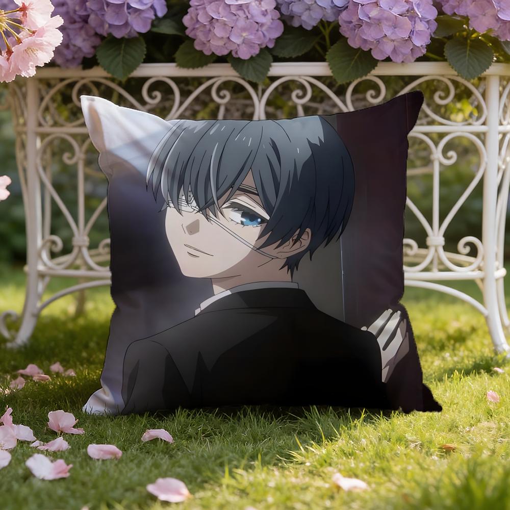 B-Black Anime B-Butler Cushion Cover Home & Car Dual-Scene Pillow Cover: Reversible for Premium Comfort