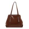 Retro Oil Wax Leather Large Capacity Tote Bag For Women Casual Shoulder Bag With Rivet Decoration For Daily Work Travel Use