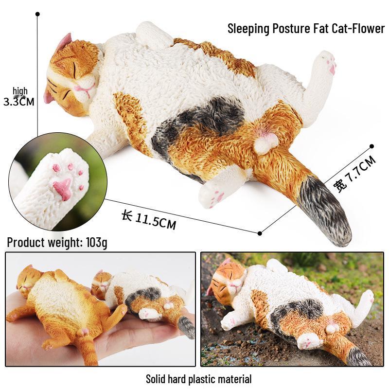 Plastic Coffee Cat Toy Ornament - Short-haired Fat Cat Model for Children