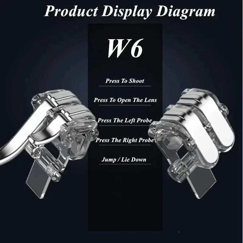 2Pcs W6 Mobile Phone Game Trigger for PUBG Aim Shooting Free Fire L1R1 ABS Key Button Gaming Joystick Controller for IOS Android 5