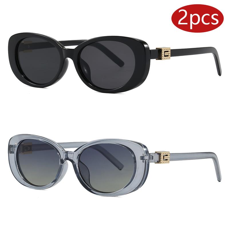 2pcs Ins Fashion Small Cat Eye Simple Sunglasses Women New 2026 Sunscreen Versatile Sun Glasses Travel Gradient Eyewear Unisex