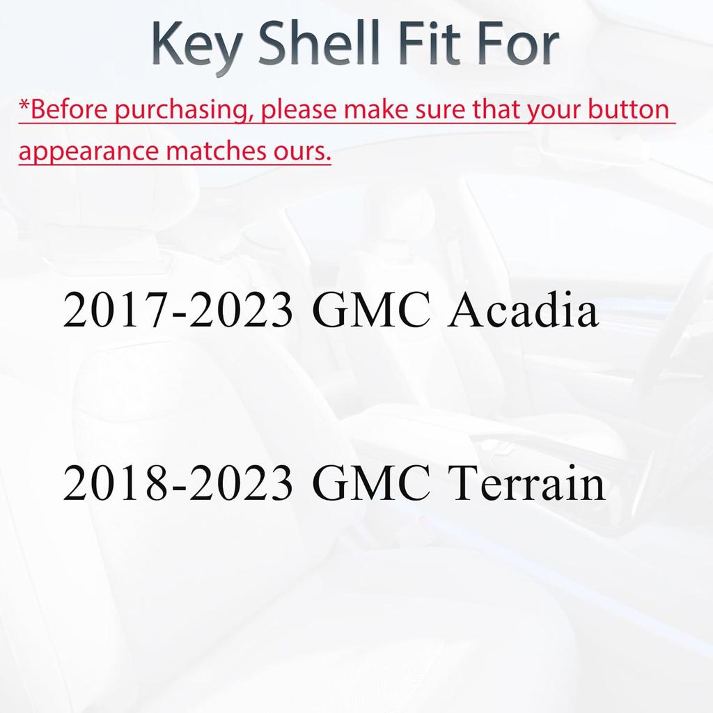 Key Fob Shell Case Replacement Fits for GMC Terrain Acadia 2017 Keyless Entry Remote Control 5 Button Pad Cover