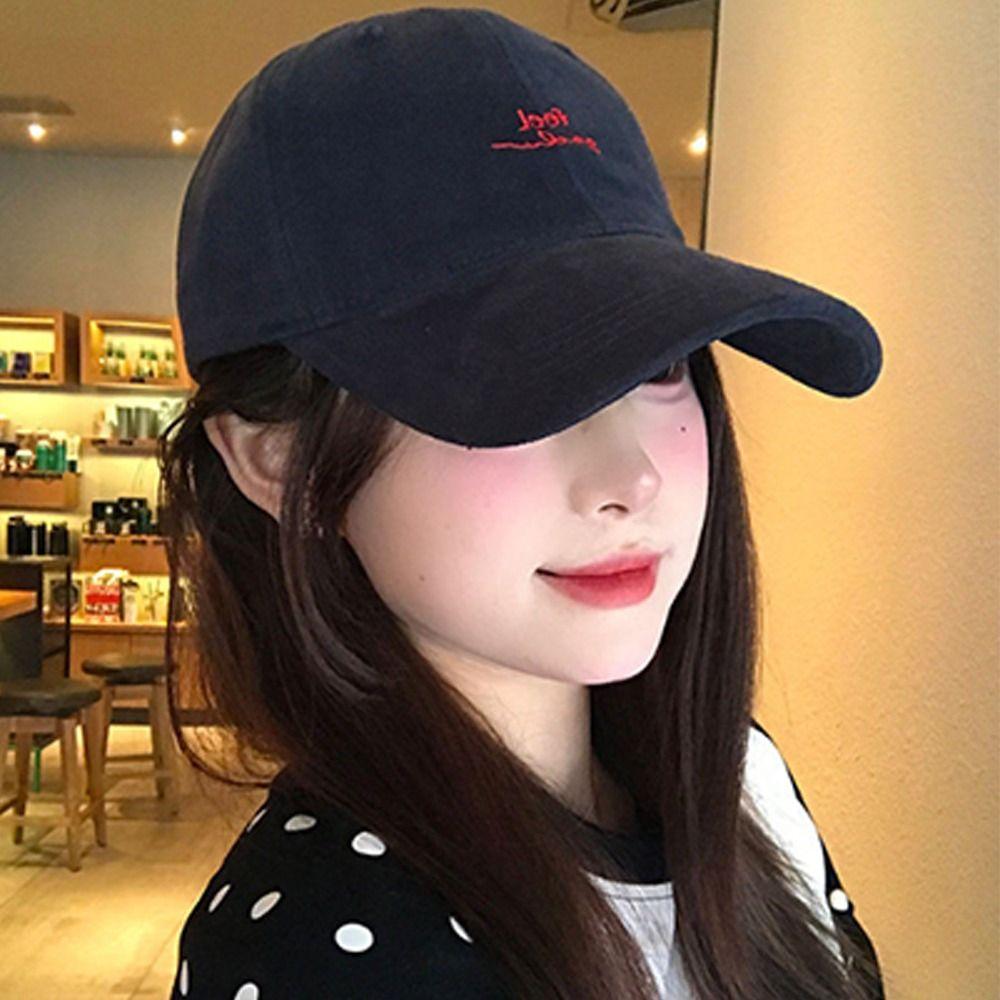 Fashion Adjustable Rugged Baseball Cap Solid Color Wide Brim Peaked Cap Embroidery Letter Duck Tongue Cap for Women