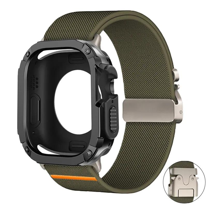 Gehäuse+Nylonarmband für Apple Watch S11 S10 42 46mm 9 8 7 6 5 4 SE3 PC+TPU Schutz für Iwatch Ultra 3 49mm 45mm 41 44 40mm 38mm