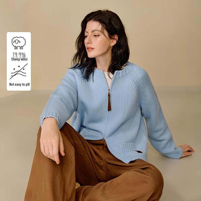 INMAN Retro Double-Zipper Wool Knit Cardigan XL