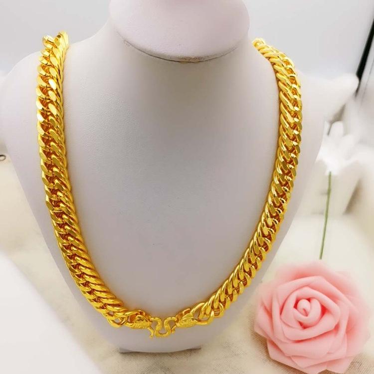 Collier Tête de Fortune Dorée Plaqué Or 18K Bijoux de Mariage, Bijoux Xiang Puissants pour Homme 2025