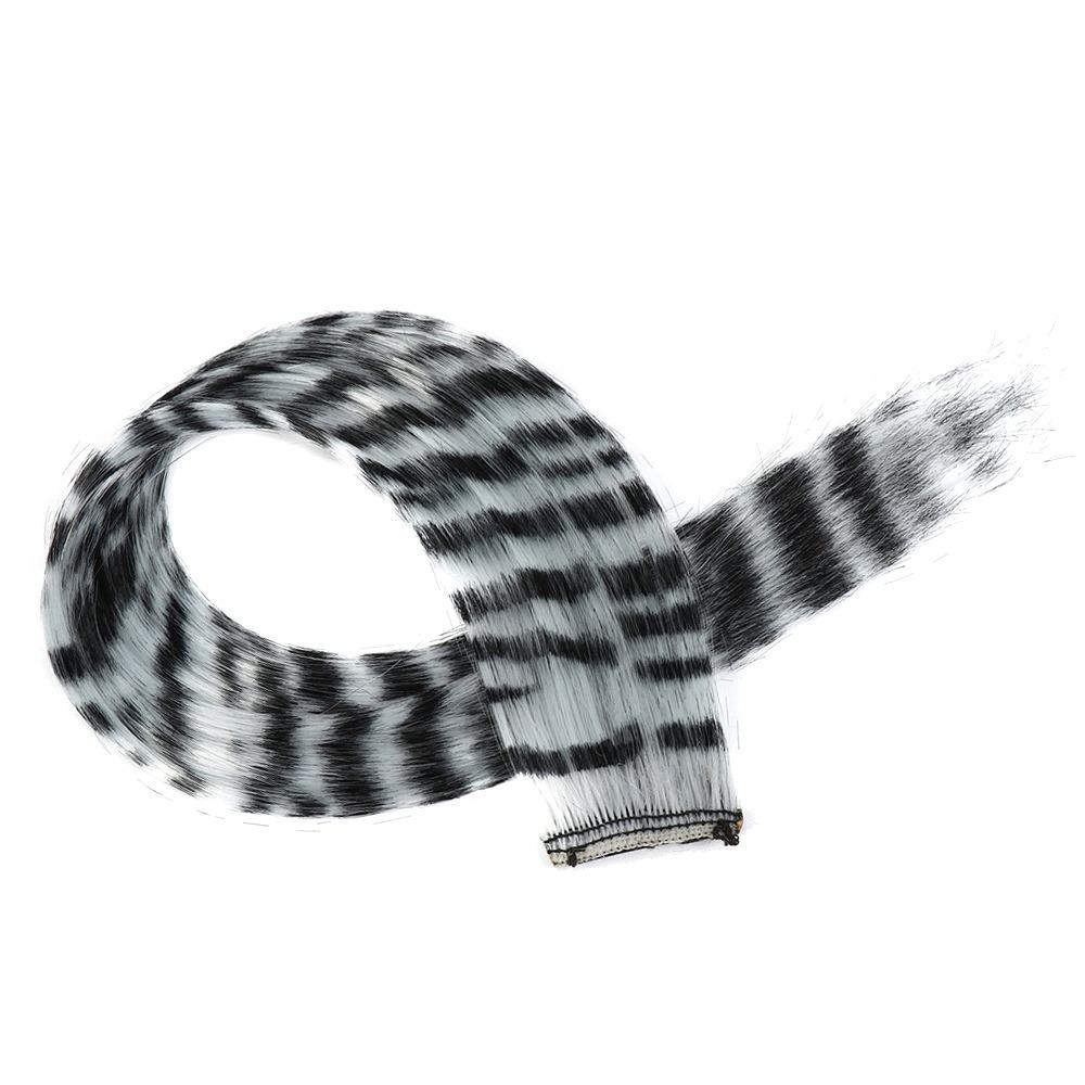 

Stripe Printed Clip in Hair Extensions Synthetic Wig Hairpieces Christmas Hair Highlights Girls Style 8