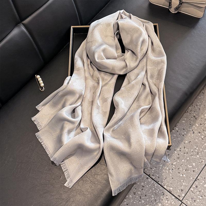 Summer Silk Scarf Female Imitation Silk Printing Long Scarf Thin Shawl With Decorative Leopard Print Tencel Cotton Beach Towel