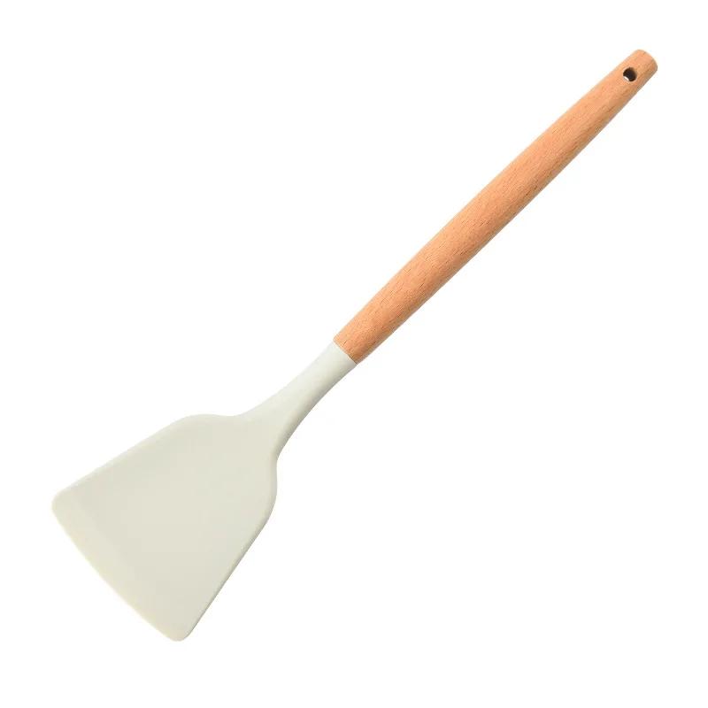 1/3Pcs Silicone Kitchen Tools Wooden Handle Kitchenware Set Non stick Pot Wooden Handle Silicone Scoop Kitchen Utensils Set