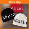 Letter Beanie Hat With High Top Knit Warm Cap For Autumn Winter Streetwear