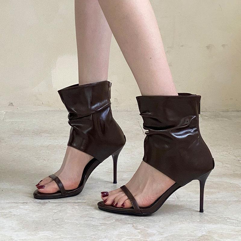Fashion Fashion Open Toe Women Thin Heels Ankle Sandals Boots Shoes With Zippers Female Heeled Modern Sandals Booties Shoes For Ladies