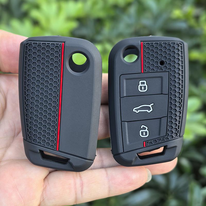 3 Button Flip Key Silicone Cover Fit for VW GOLF 7 MK7 SKODA SEAT 2014 2015 2016 FOB HULL OCTAVIA COMBI LEON IBIZA CUPTRA Case