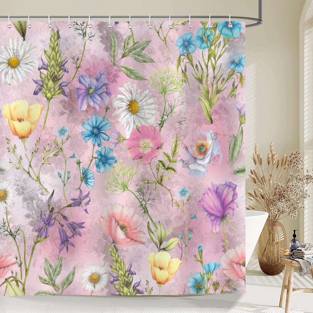 

Цветы занавеска для душа водонепроницаемая ткань перегородка для ванной комнаты штора для ванной комнаты водонепроницаемая перегородка декоративная штора W90xH180cm