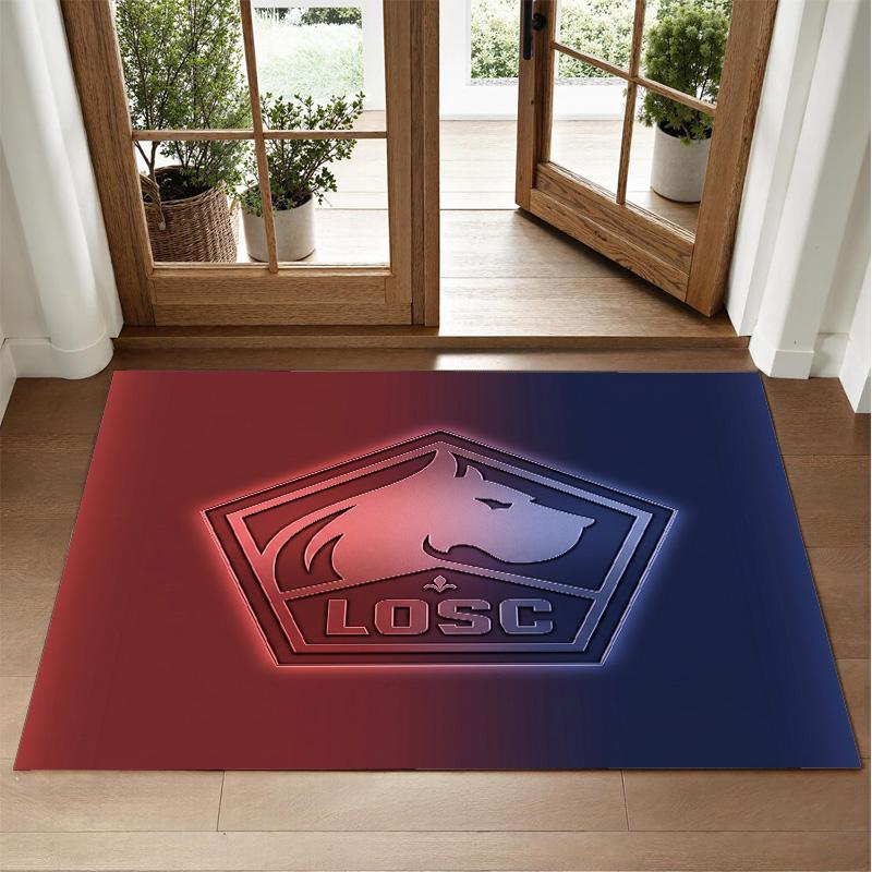 LOSC Lille FC Design Crystal Velvet Rug Soft Decorative Mat for Bedroom Entrance