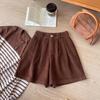 Japanese Retro High-Waisted Corduroy Wide-Leg Shorts for Women: Autumn/Winter, Versatile, Stylish, Loose-Fit, Bootcut.
