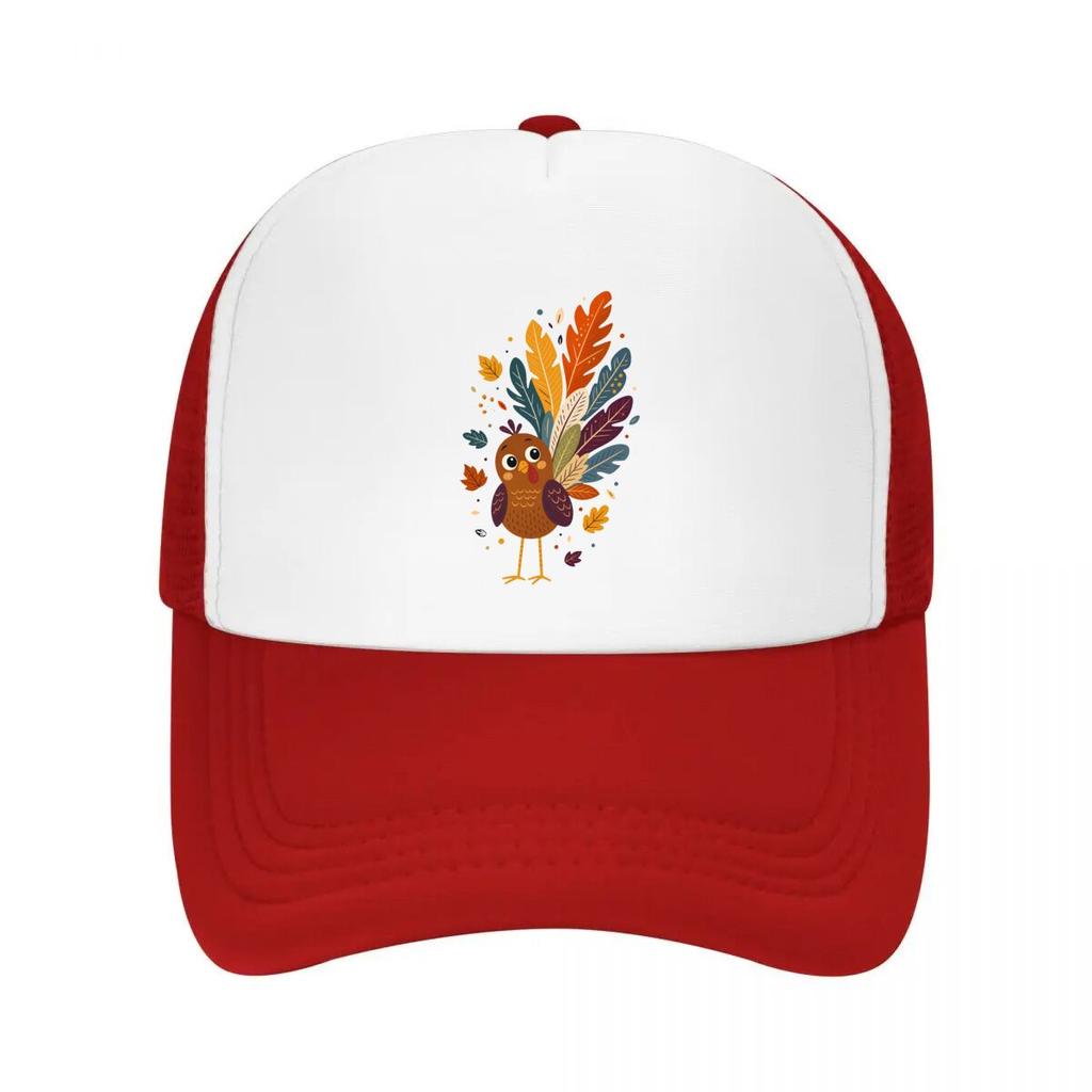 Whimsical Thanksgiving Bird Feather Mesh Baseball Cap Casual Hat Outdoor For Womens Unisex FeUnisex