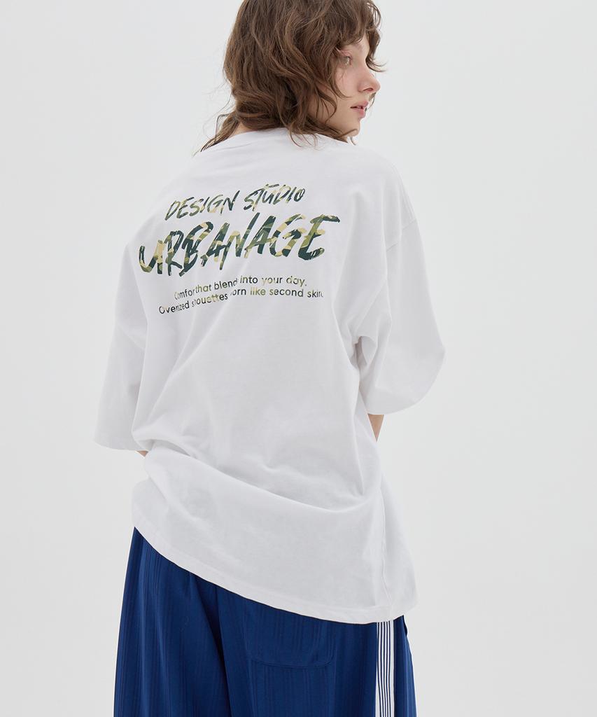 URBANAGE Design Studio Logo Oversized Short Sleeve_White Camo