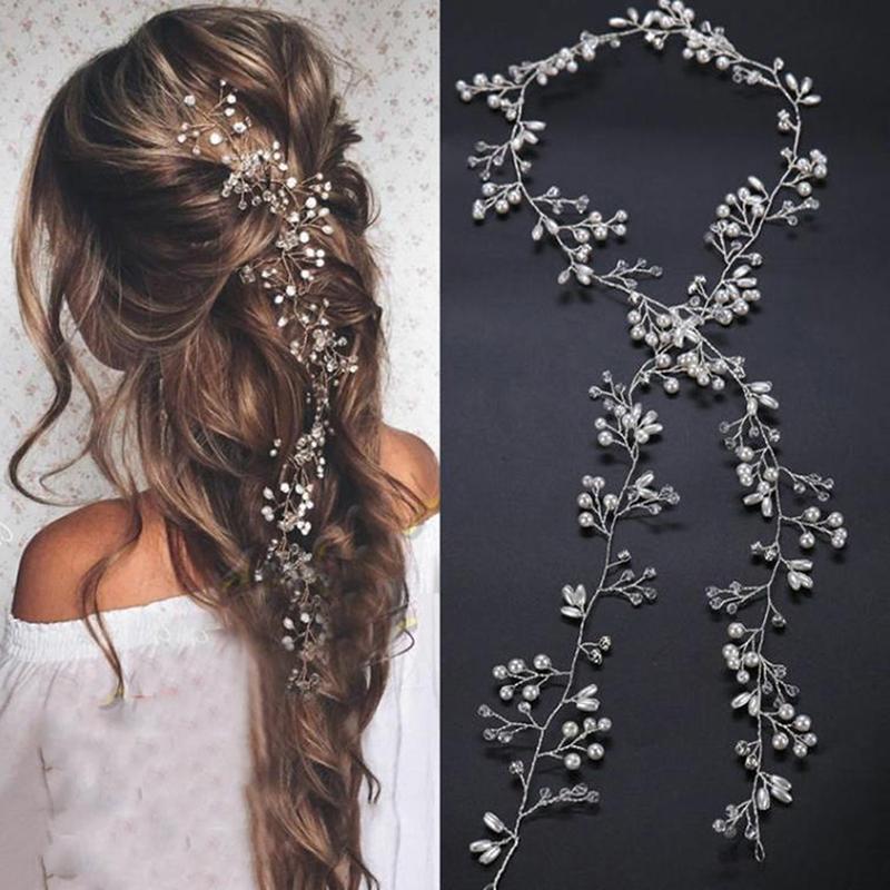 Bandeau de Mariage 35Cm Perle Accessoires Cheveux Mariée Coiffe Décorative