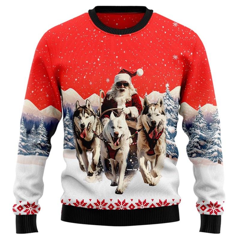 Autumn 3D Christmas Elements Printed Hoodies Fashionable Casual Sports Long Sleeved Men's Hoodies