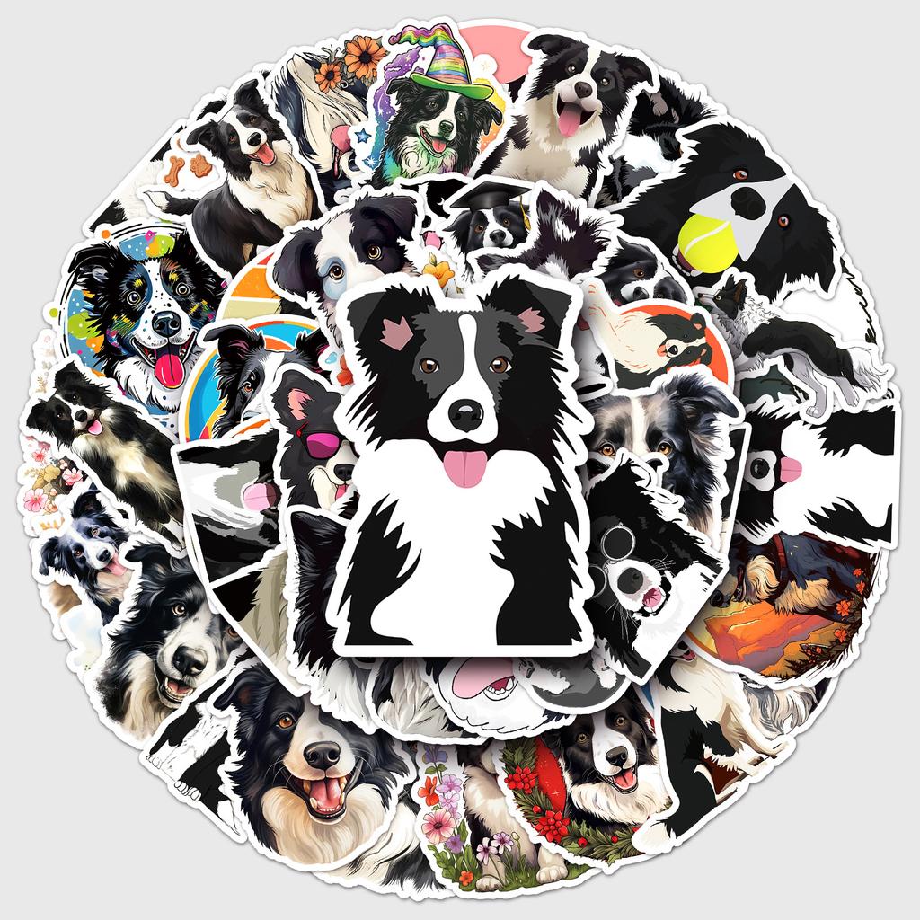 50Pcs Cartoon Cute Border Collie Sticker Funny Graffiti Waterproof Decal Toy Gift Diy Water Cup Stationery Box Luggage Laptop