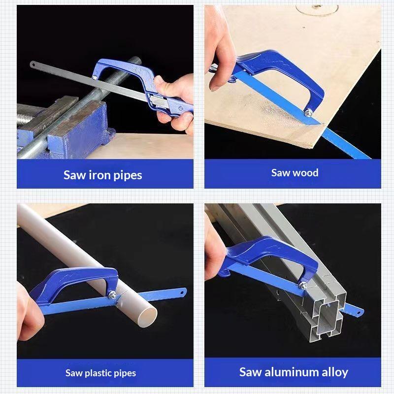 Mini Hacksaw Frame Portable Hand Saw With 12 Inch Saw Blade Adjustable Tension Lightweight For Metal Wood Cutting Diy Handwork