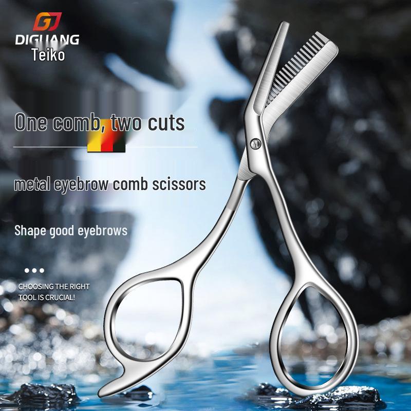 Stainless Steel Eyebrow Scissors & Comb Set with Eyebrow Shaver and Trimmer, Men's & Women's Eyebrow Shaping Kit