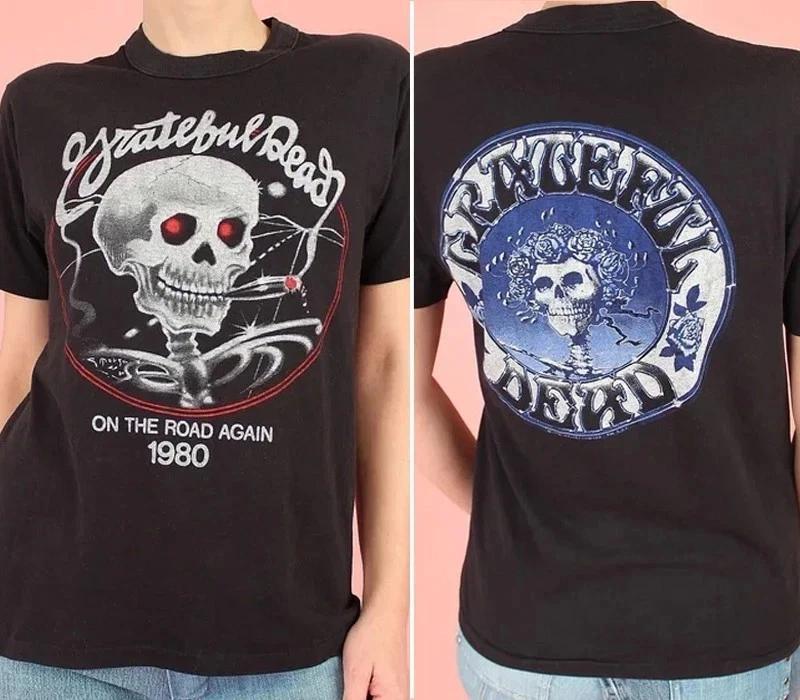 

Grateful Dead 1980 On The Road Again Tour T T-Shirt Black 2 side S