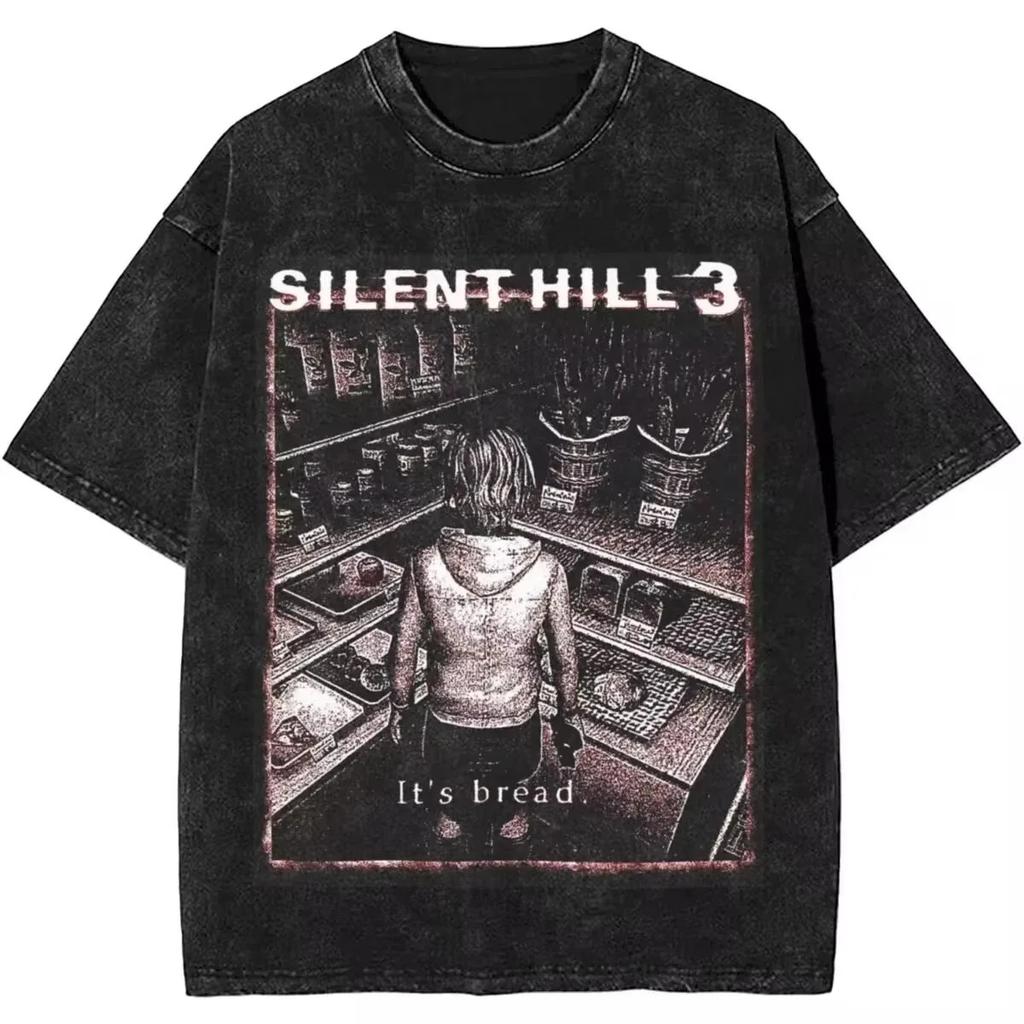 2026 Horror Silent Hill Heavens Night Ausgewaschener Print T-Shirts Hip Hop T-Shirt Street Streetwear Unisex Kurzarm Oberteile Oversized T-Shirt