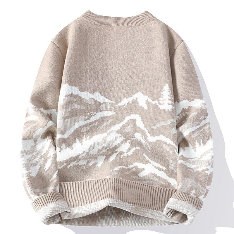 Pánské úplety Retro pár Svetr Street Print Zima Muži Ženy Volný svetr Pánský svetr s kulatým výstřihem Pletení Korejský svetr