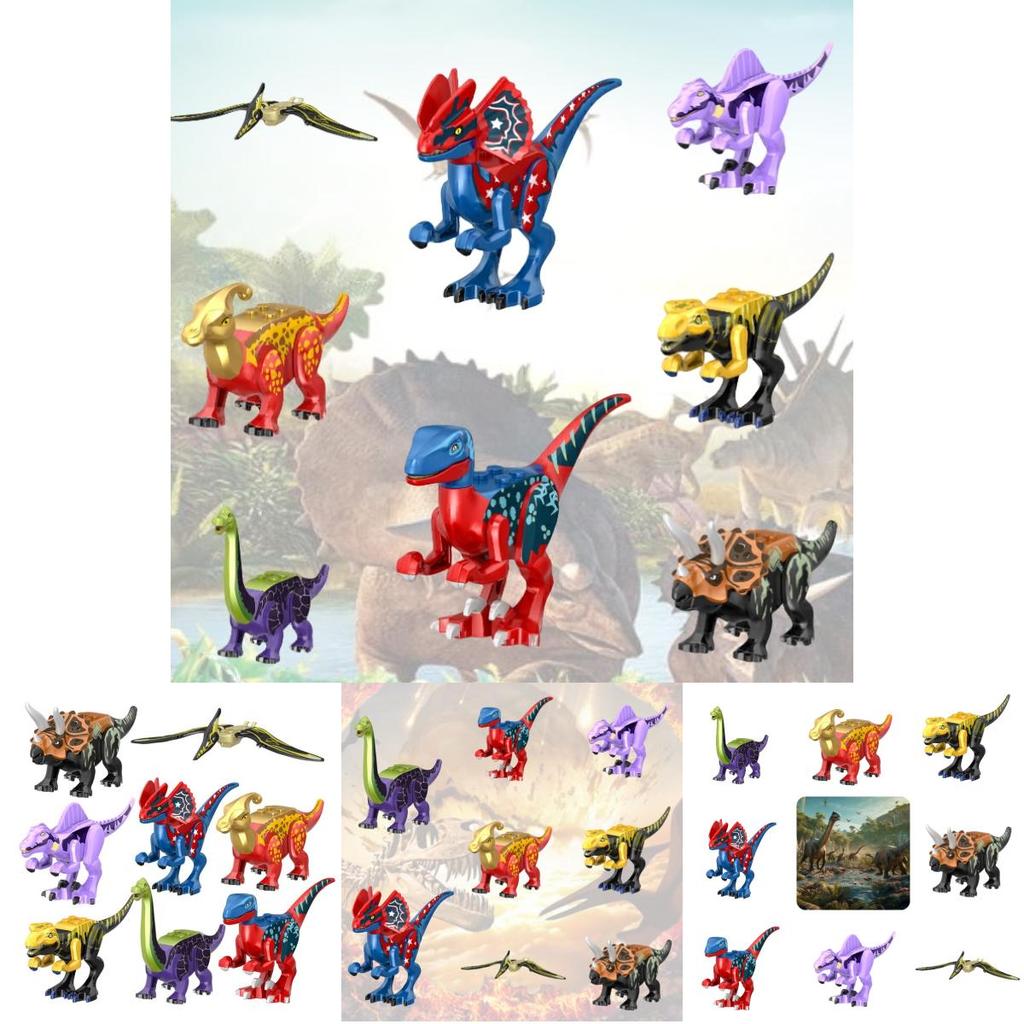 Small Dinosaur Night Light Colorful Jurassic Bagged Dinosaur Assembly Building Blocks Intelligence Toy