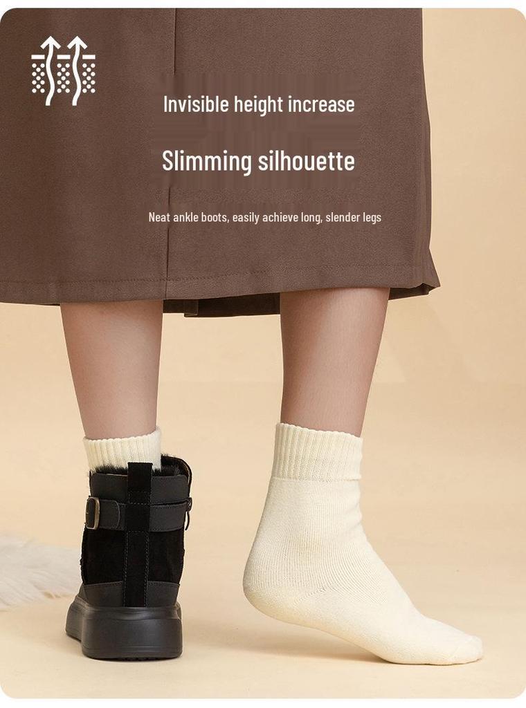 2025 Women's Thick-Soled Cotton Snow Boots: Velvet-Lined, Warm, Waterproof, Height-Boosting Winter Footwear