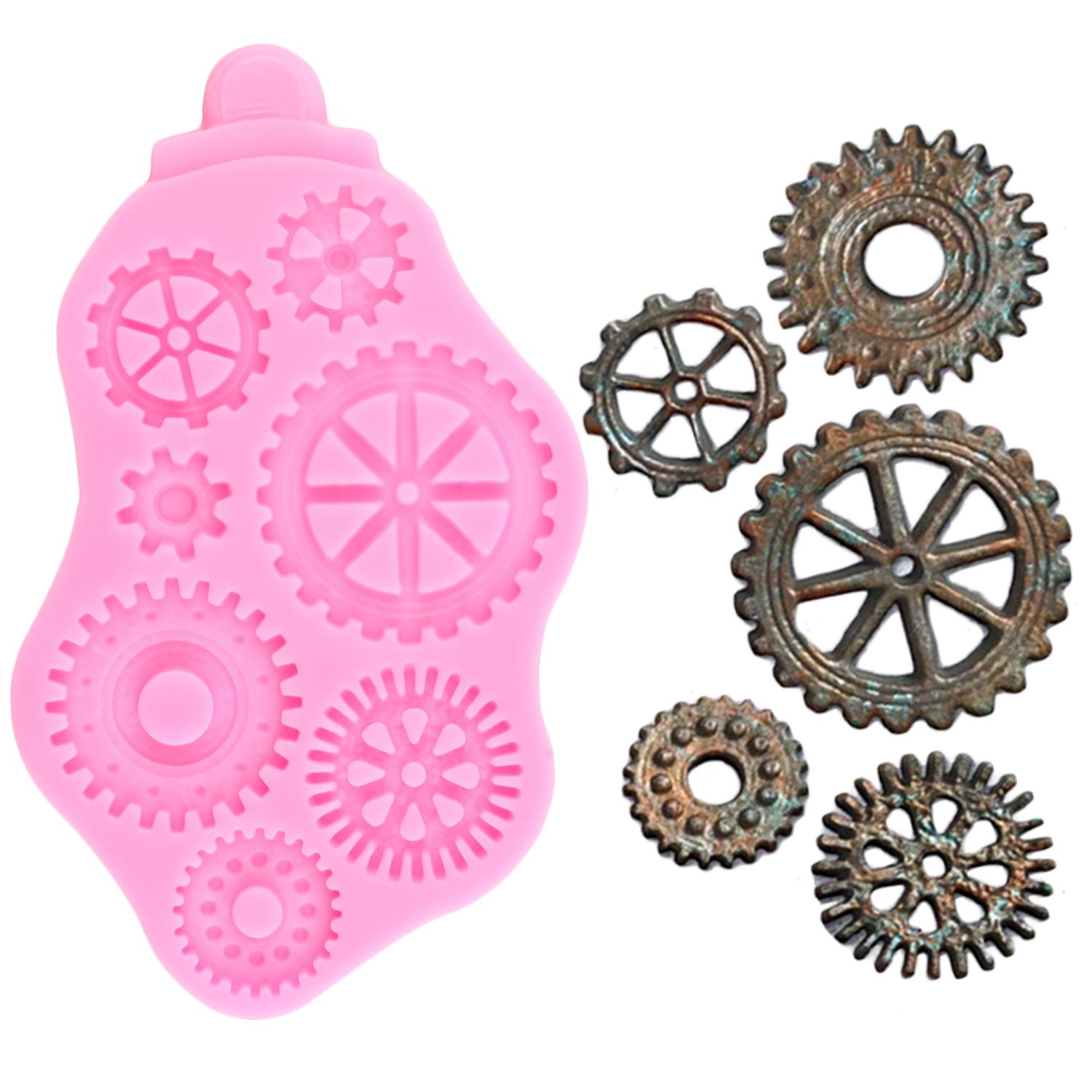 

Силіконова форма з редуктора парового двигуна Компас Механічні форми для мережива Форми для торта своїми руками Шоколадні цукерки Глина Помадна форма синій