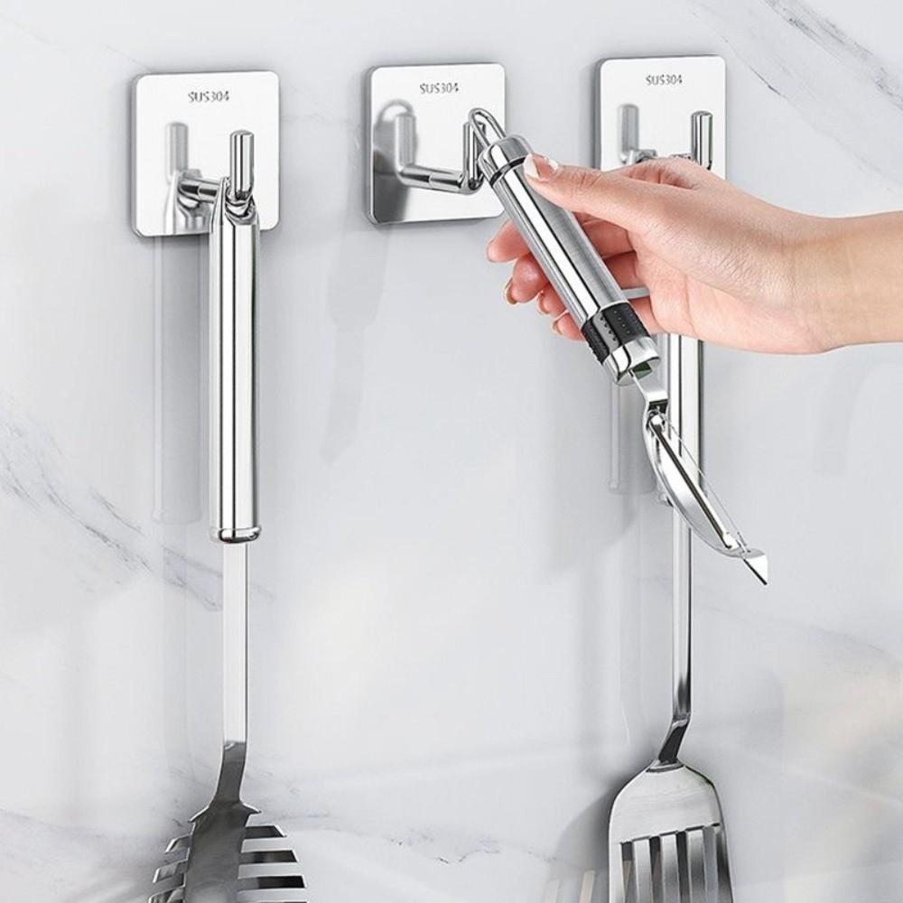 20PCS Rustproof Stainless Steel Hook Strong Adhesive Strong Adhesive Hook  Kitchen Use