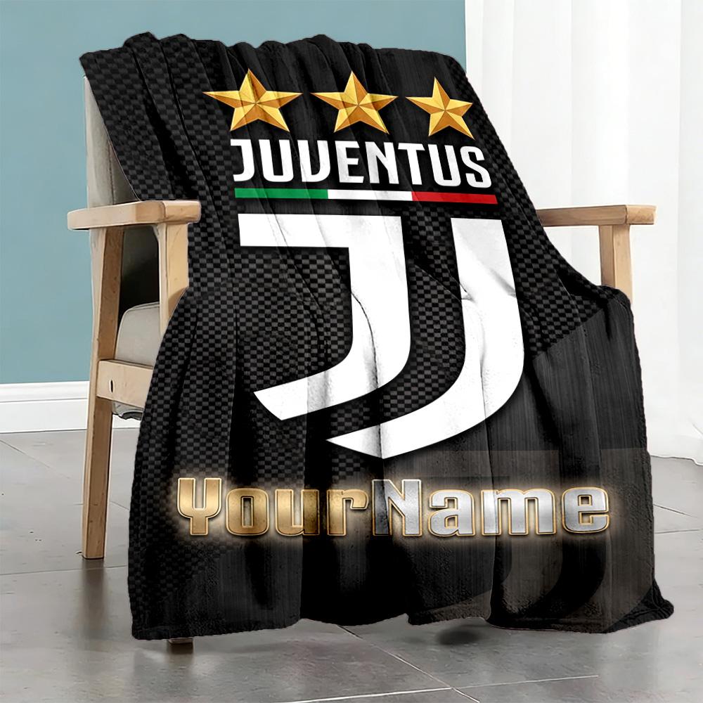 Juventus Personalized Text Blanket Throw Personalized Blanket Comfortable Great for Couch Home Decor Living Room Sofa Four Seasons Multipurpose