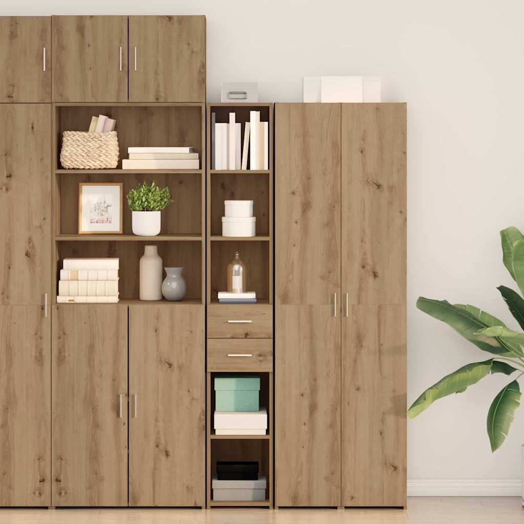 Bookshelf with Drawers Artisan Oak Finish 30 X 42.4 X 185.2 Cm