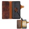 For iPhone 16e Case Wallet Waxy Genuine Cow Leather Shockproof Phone Cover with Wrist Strap