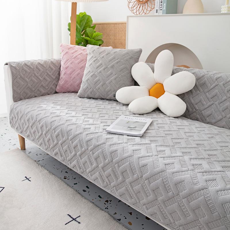 Autumn and Winter New Milk Fiber Gold Leaf Sofa Cushion Modern Simple Non-Slip Sofa Cushion Towel
