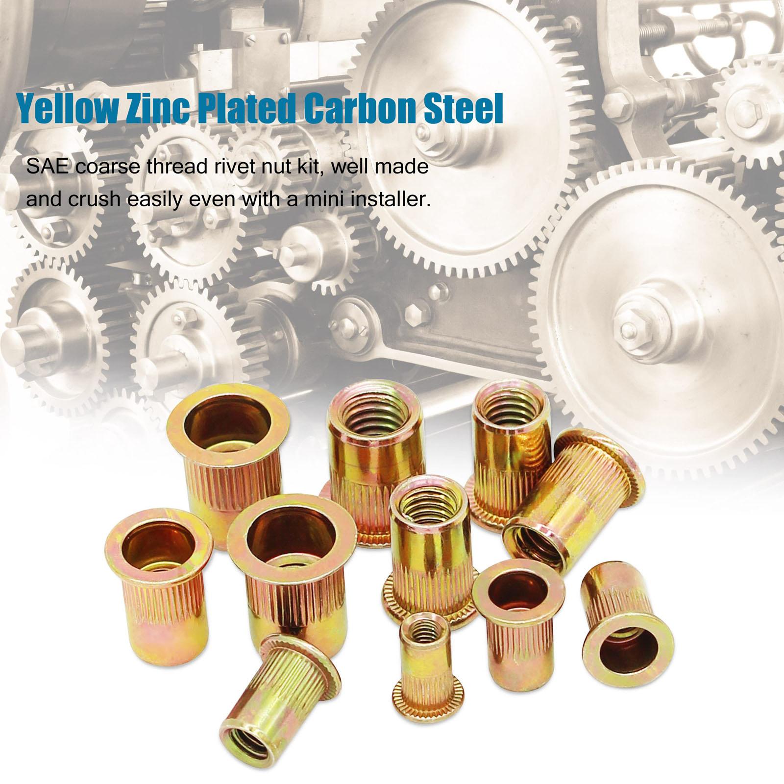 

160pcs Boxed Galvanized Carbon Steel Flat Head Threaded (6 Sizes) One Size